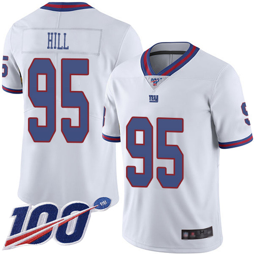 Men New York Giants 95 B.J. Hill Limited White Rush Vapor Untouchable 100th Season Football NFL Jersey